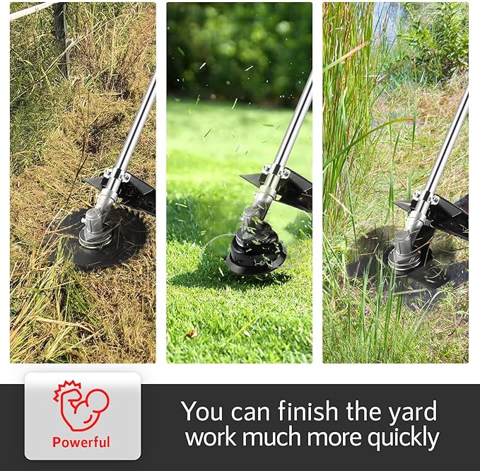 58CC Brush Cutter Gas Powered 2-Cycle 4 in 1 Gas Weed Wacker 18.5" Cutting Path Gas Weed Eater with 4 Detachable Heads Straight Shaft String Trimmer Grass Cutter Machine for Weeds and Grass, Red