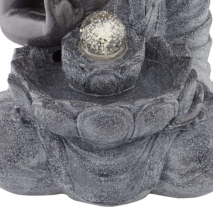 Sitting Buddha 28" High Large Zen Asian Indoor Outdoor Decor Faux Stone Floor Water Fountain with Light LED Standing Water Feature for Outside Garden Patio Yard Backyard Porch Deck - John Timberland