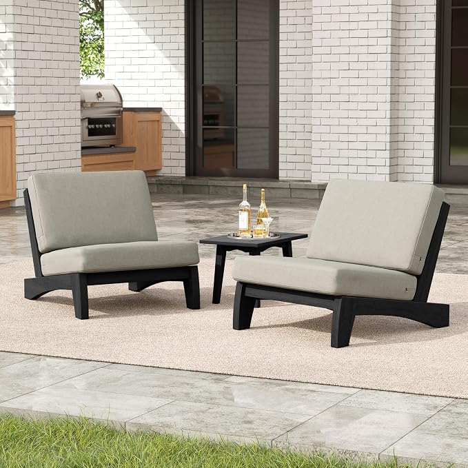 3 Pieces Patio Furniture Sets, All-Weather Outdoor Wood Bistro Set Patio Conversation Side Table Chiars for Balcony, Backyard