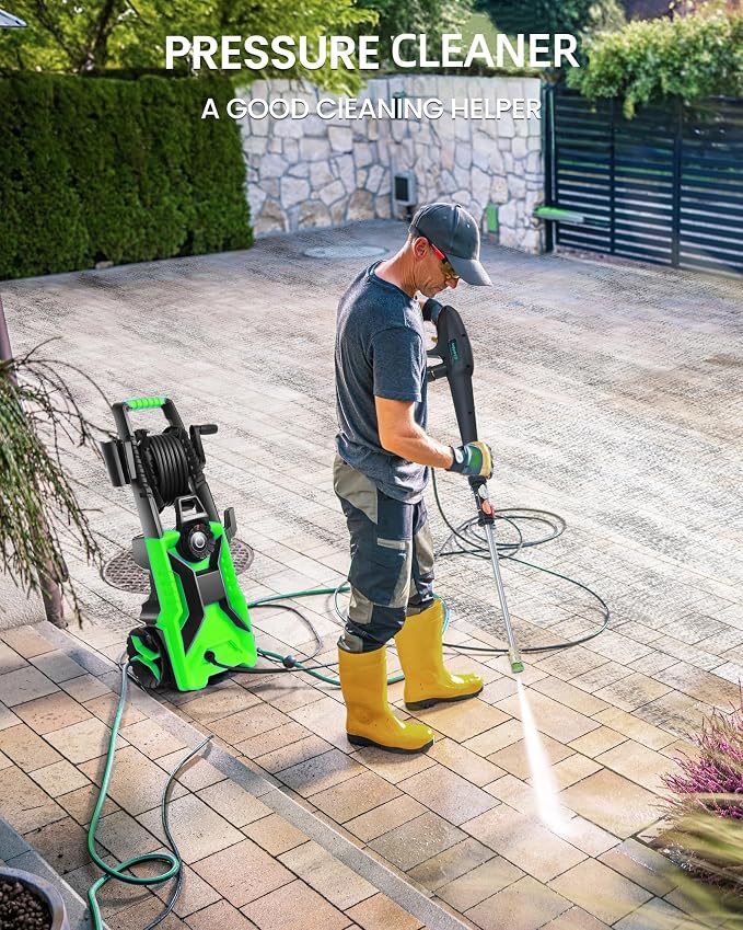 5000PSI Pressure Washer High Power Washer with 33ft Pressure Hose, 4 Nozzle and 500ml Soap Bottle for Cars/Fences/Driveways/Patios/Home Cleaning (Light Green)