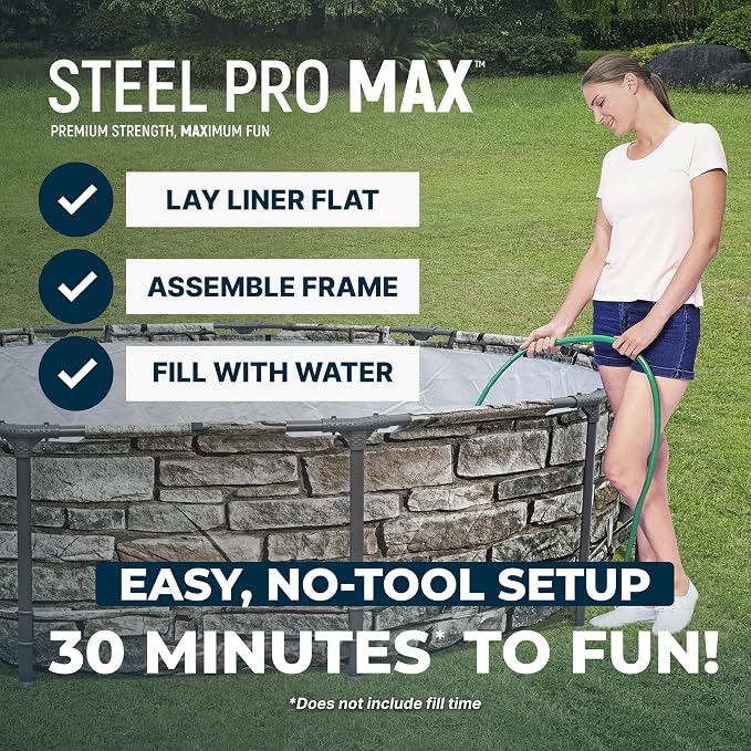 Bestway Steel Pro MAX 12' x 30" Above Ground Pool, Round Metal Frame Outdoor Swimming Pool Set with Filter Pump & Type I Cartridge, Stone Print