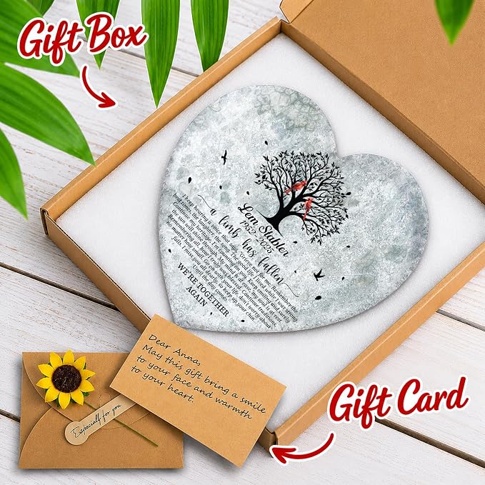 Personalized Memorial Garden Stone with Acrylic Stand, Weatherproof Grave Markers for Cemetery, Bereavement Gift for Loss of Loved One Outside, Grief Heaven Condolence Tree of Life Plaque