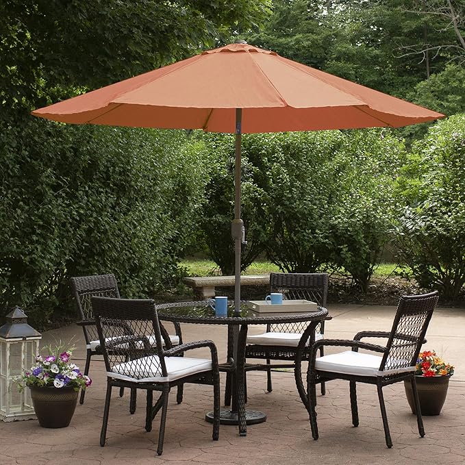 Northlight 9ft Outdoor Patio Umbrella with Hand Crank and Tilt - Terracotta Orange