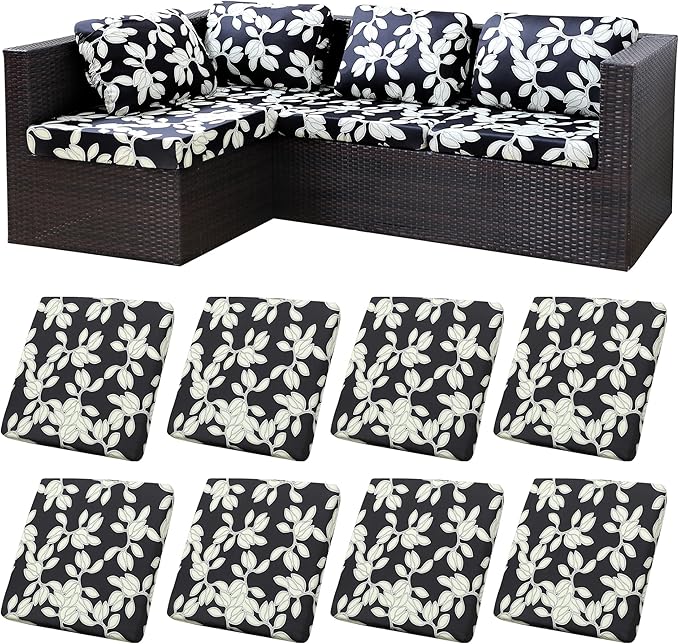 BIETYONE 8Pcs Stretch Patio Cushion Covers,Outdoor Couch Covers Replacement,Outdoor Couch & Sofa Slipcovers,for Patio Furniture Cushion Covers,Washable Reusable urniture Protector(Patch,8PCS)