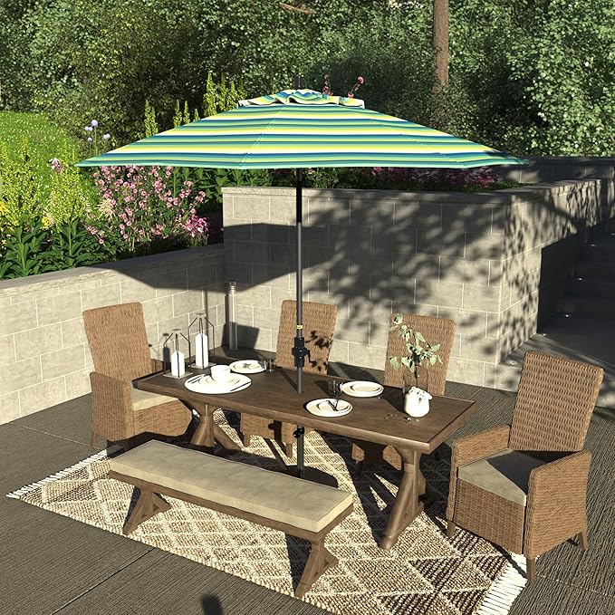 California Umbrella 9' Rd. Crank Lift, Collar Tilt, Aluminum Pole, Fiberglass Rib Patio Umbrella, Hammertone Grey Finish