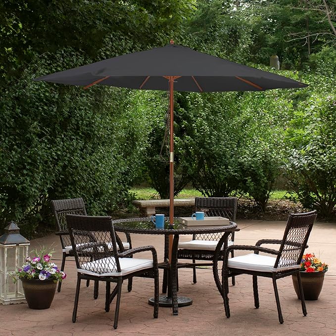 Northlight 8.5ft Outdoor Patio Market Umbrella with Wooden Pole, Gray
