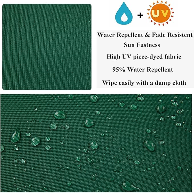 FUNHOME 2 Pack Outdoor Cushion Covers 24" x 24" x 4", No Insert! Water-Resistant Patio Chair Seat Cushion Covers with Zipper and Tie, Replacement Cover Only(Green)