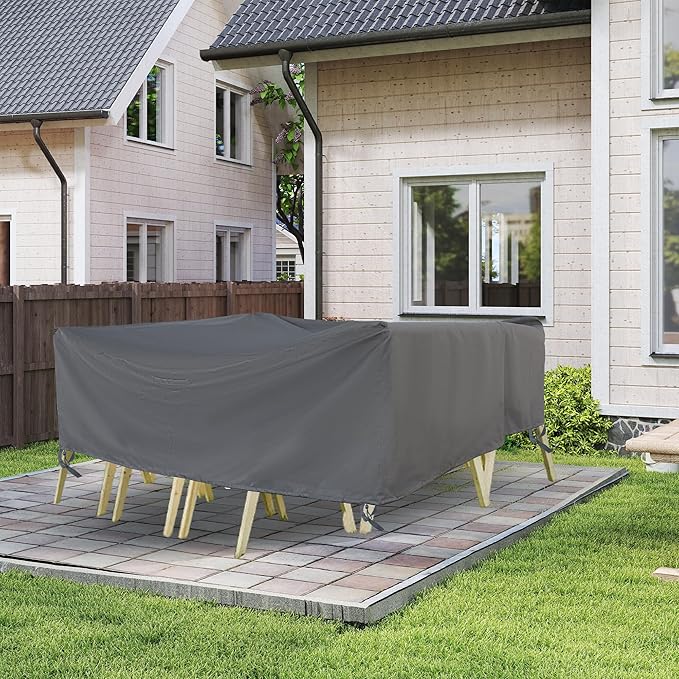 Outdoor Furniture Covers, Rectangular patio table cover, Waterproof for Outdoor patio set cover, Dining table cover, 108" W x 84" D x 31" H Grey