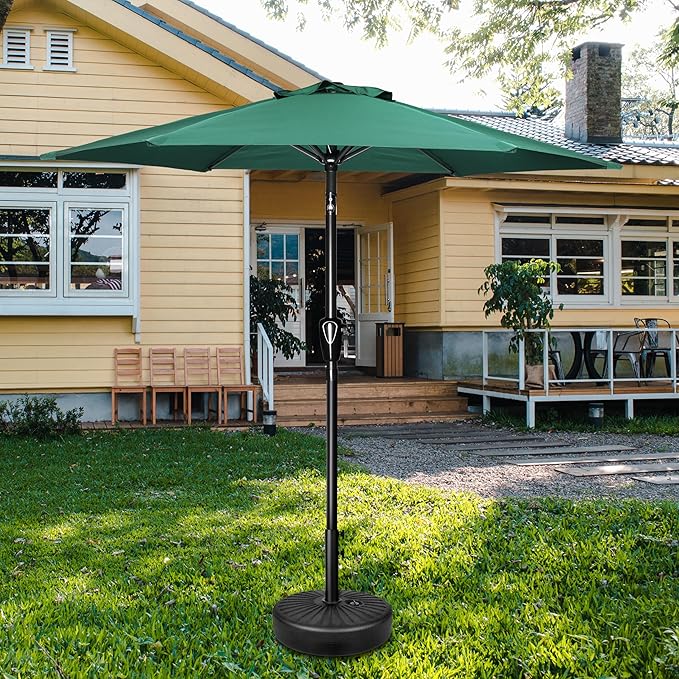 HealSmart 7.5ft Patio Umbrella with Push Button Tilt/Crank, Outdoor Table Market Yard Umbrella, 6 Sturdy Ribs for Garden, Deck, Backyard, Pool