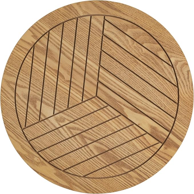 Natural Finish Round Wood Accent Table Farmhouse Elegant Curved Base Side End Table for Living Room, Bedroom, or Patio