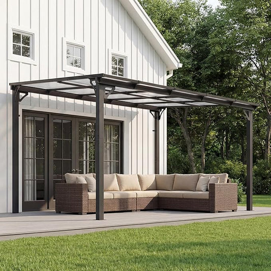 AirWire 10x10 FT Gazebo, Pergola Awnings for Patio with Hardtop Gazebos on Clearance, Patio Covers for Shade and Rain, Lean to Gazebo Sunroom Patio Canopy Outdoor Pergolas for Patios,Decks,Backyard