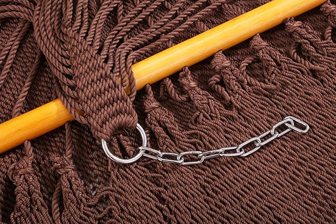 Original Saniwerke Caribbean Hammock, 79 Inch Wide x 12 Ft Long, Wooden Spreader Bars, Outdoor Relaxation, All Weather, Stainless Steel Ring and Chain, Double Person (Rich Mocha)