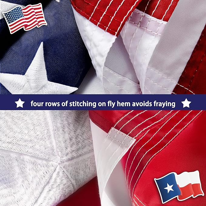 XIFAN Combo Pack: American Flag & Texas Flag 3x5 Outdoor, Heavy Duty 210D Nylon US & TX Flag, Strongest Longest Lasting with Embroidered Stars/Sewn Stripes/Brass Grommets