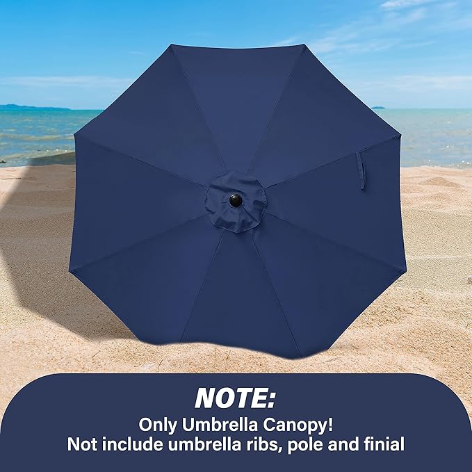 YSSOA 9' Patio Umbrella Replacement Canopy Only for 8 Ribs, Dark Blue