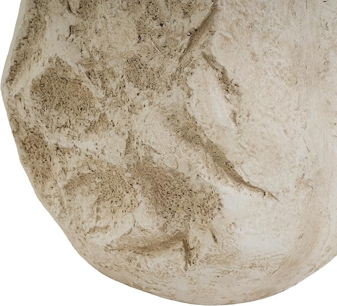 LUMISOL Clare Outdoor Paitio MGO Side Table, Sculptural Organic Pear-Shaped End Table with Natural Beige Tone Finish
