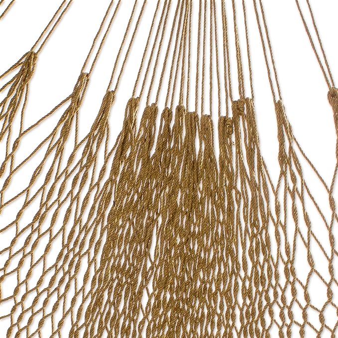NOVICA Handmade Cotton Rope Hammock Olive Green Double from Mexico Solid Maya 'Sunset Siesta in Olive Green'Double