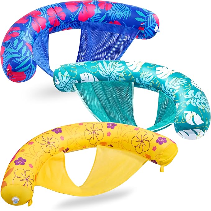 SLOOSH Inflatable Pool Noodle Chair, 3 Packs Pool Floats Noodle Sling Floatie, Swimming Party Floating Chair for Adult Party Summer Water Fun