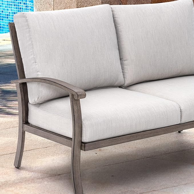 HAPPATIO 6 Piece Aluminum Patio Furniture Set, Outdoor Swivel Armchairs with Ottomans and Loveseat, All-Weather Outdoor Sectional Sofa with Comfortable Cushions and Coffee Table(Gray)