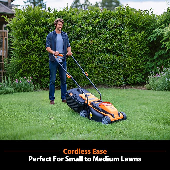 LawnMaster Cordless 24V Max 13-inch Lawn Mower and Cordless Leaf Blower Combo with 2x4.0Ah Batteries and Charger-24VMWBL