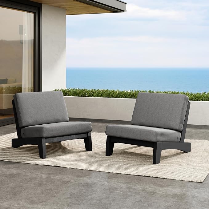 2 Pieces Patio Furniture Sets, All-Weather Outdoor Wood Bistro Set Patio Conversation Chiarsfor Balcony, Backyard
