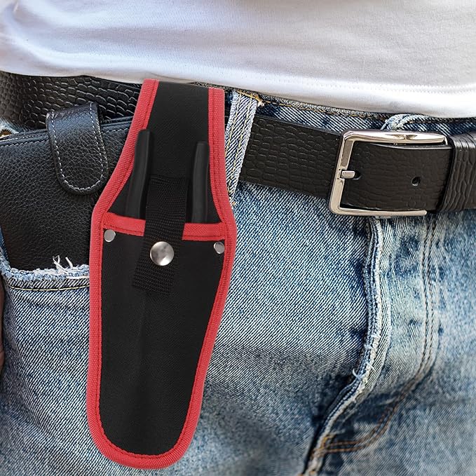 M METERXITY 2-Pack Garden Pruner Sheath, Portable Canvas Pruning Shears Sheath Plier Holder for Belt, Garden Scissors Case for Hand Pruner/Garden Shears/Clippers [Red-Black]