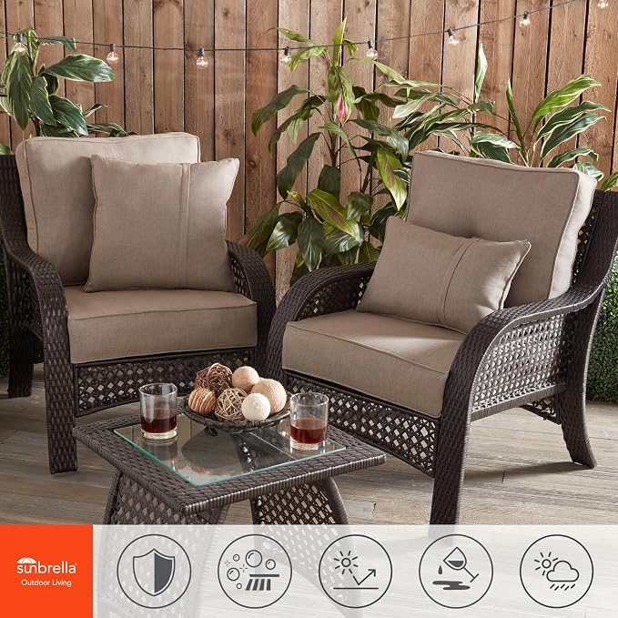 Sunbrella 21'' x 14'' Rectangle Outdoor Throw Pillow with Removable Cover (Set of 2), Cast Shale
