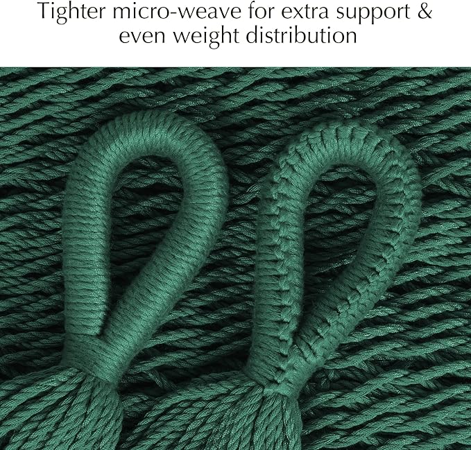 PNAEUT Handwoven Mayan Hammock, Thick Soft Rope Double Hammock for Outdoor Outside & Indoor, 600 lbs Capacity Heavy-Duty, Includes Tree Straps, Carabiners & Carrying Bag (Forest Green, X-Large)