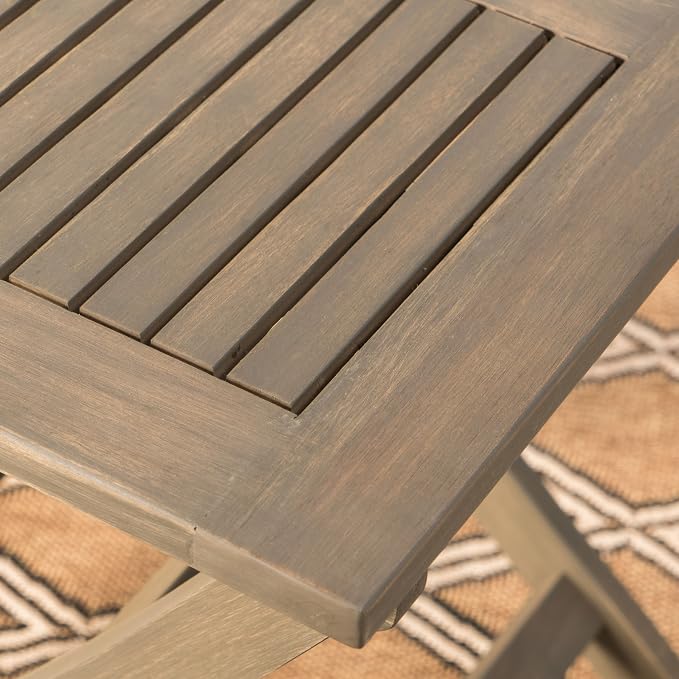 Christopher Knight Home Positano Outdoor Foldable Acacia Wood Bistro Table, Grey Finish