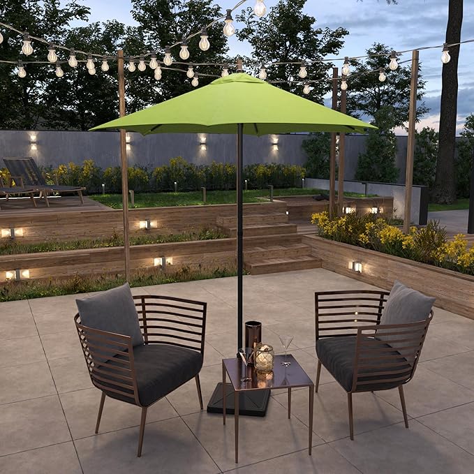 Sunline 7.5 ft Patio Umbrella with Crank & Push Button Tilt, Outdoor Market Umbrella with UV Protection & Wind Vent, Metal Frame for Deck, Pool & Table, Lime