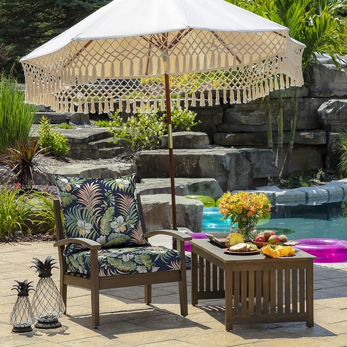 Arden Outdoor Deep Seat Cushion Set, Foam, 24x24, Blue Tropical | Sofa, Couch, Conversation Set, Premium High-Density Foam, Never Flattens, Mold and Mildew Resistant