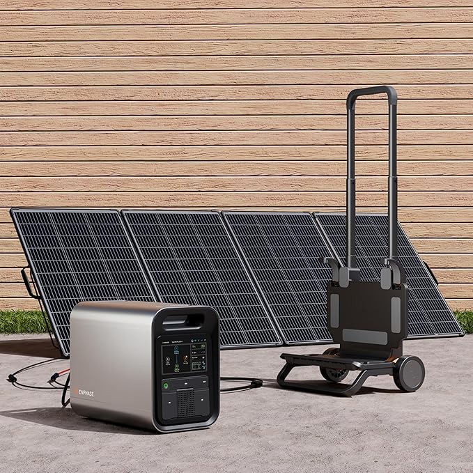 Enphase IQ PowerPack 1500Wh Solar Generator Kit | 400W Panel + IQ Cart | Home Backup Power | LFP Battery | UL 9540A Certified | IQ8 Microinverter Technology | Charge in ~4 Hours