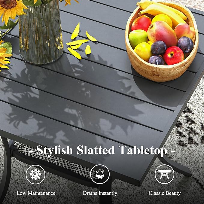 3 Pieces Outdoor Dining Set, Stackable Textilene Paito Chairs & 27.5" Square Dining Table with Shelf, Patio Dining Set for Backyard, Deck, Garden, Grey & Dark Grey