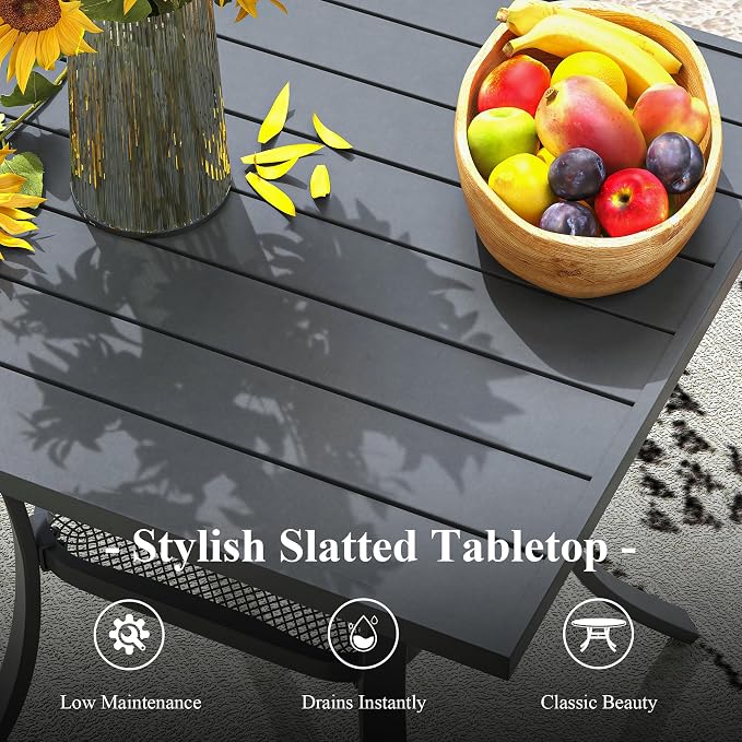 3 Pieces Outdoor Dining Set, Stackable Textilene Paito Chairs & 27.5" Square Dining Table with Shelf, Patio Dining Set for Backyard, Deck, Garden, Grey & Dark Grey