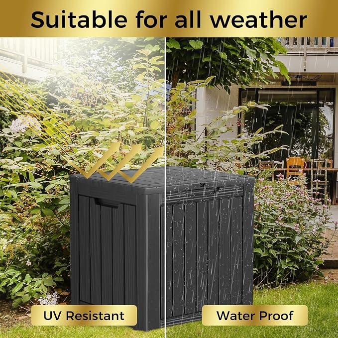 Outdoor Storage Box, 35 Gallon Waterproof Deck Box, Patio Storage Bin Outside Storage, Lockable Toy Chest, Black1-mod1