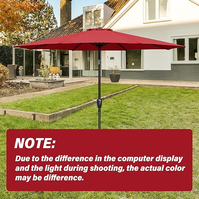 Simple Deluxe 9' Patio Umbrella Replacement Canopy Only Outdoor Table Market Yard Umbrella Replacement Top Cover with 8 Ribs, Red