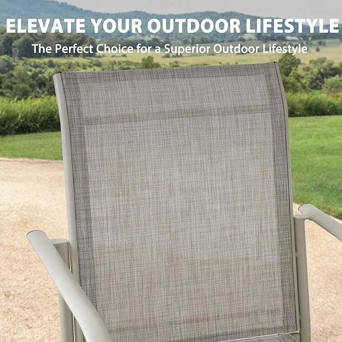5-Piece Outdoor Dining Set, Square Metal Table with Grey Chairs, Black Patio Table with Umbrella Hole for Garden, Yard, Patio
