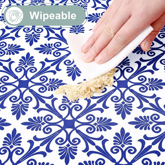 misaya Picnic Table Cover with Bench Cover, Waterproof Elastic Fitted Tablecloth for 8 Foot Tables, Rectangle Washable Polyester Tablecloths for Picnic, Camping, Outdoor (Blue, 30" x 96")