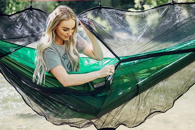 Bear Butt Kodiak Hammock, 550 lbs Capacity, Black Nylon Hammock with Rain Fly and Bug Net