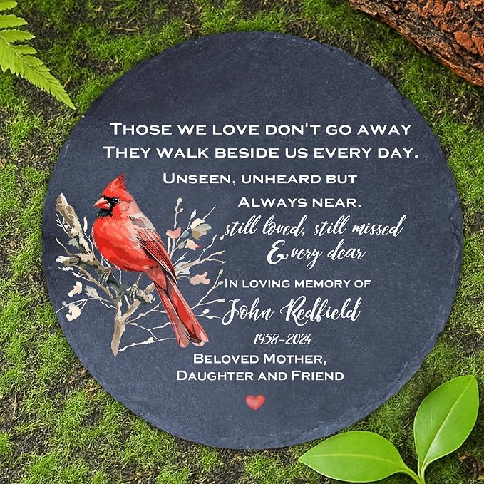 Cardinal Memorial Garden Stone Those We Love Don't Go Away Remembrance Gift Loss of Loved One Nanny Papi Mom Dad Step Father Mother in Law Grief Heaven Condolence Home Outdoor Walkways Grave Decor