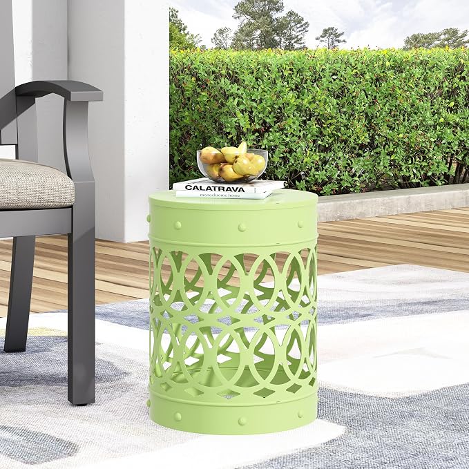 Outdoor Metal End Table, Green