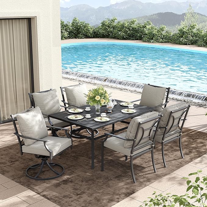 Grand patio Outdoor Patio Dining Set 2 Swivel Dining Chairs Outdoor Furniture Set with Olefin Cushions, Grey