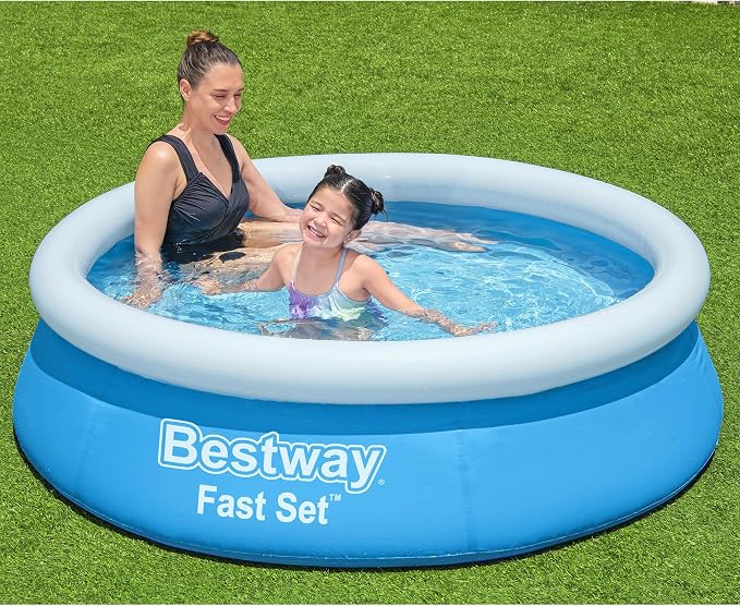 Bestway Fast Set Inflatable Above Ground Pool | 6' x 20" Round | Puncture-Resistant Tritech Material | 248 Gal Capacity | Easy Setup & Storage | Inflatable Top Ring Swimming Pool for Kids