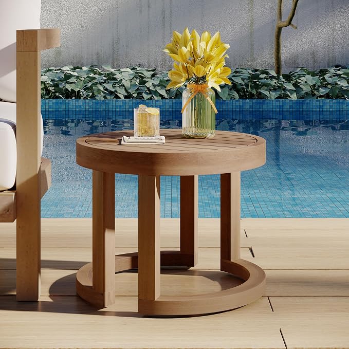 Christopher Knight Home Orion Outdoor 18" Side Table, Stylish Patio Acacia Wood Accent End Table for Patio Set, Decorative Furniture for Garden Porch Backyard Balcony, Brown Wash