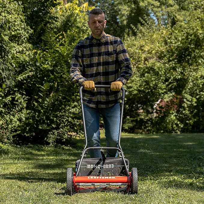 Craftsman 1816-16CR 16-Inch 5-Blade Push Reel Lawn Mower with Grass Catcher, Red