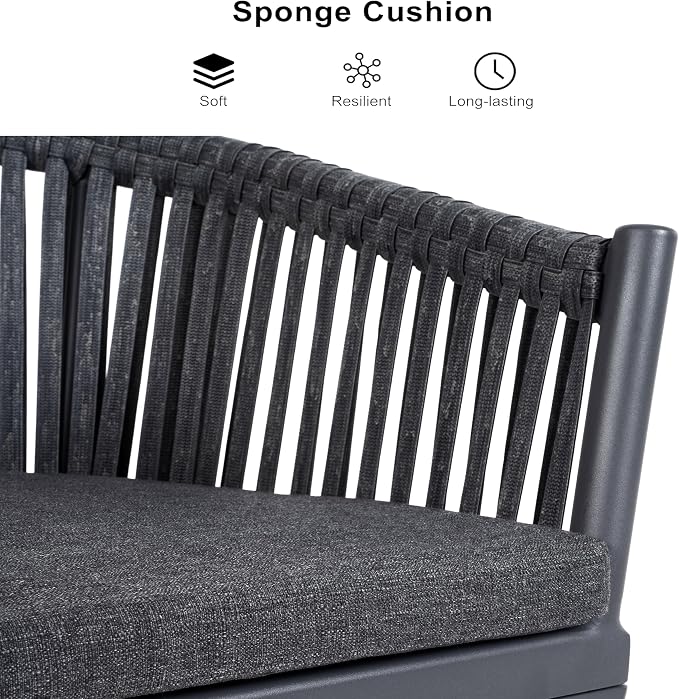 PURPLE LEAF 9 Pieces Outdoor Dining Set with Patio Aluminium Dining Table and Wicker Rattan Chairs Modern Furniture Cushions Sets for Backyard Indoor Decor Kitchen Grey