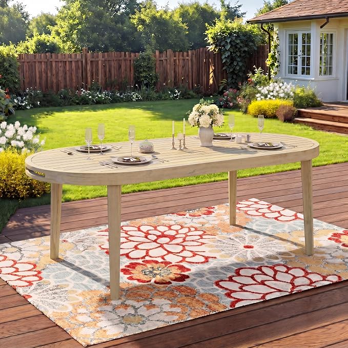 Christopher Knight Home Dorium 70" Oval Outdoor Dining Table, Acacia Wood Patio Dining Table for 4-6 People, Solid Wood Outdoor Table for Patio Deck Garden Backyard Dining, Light Teak