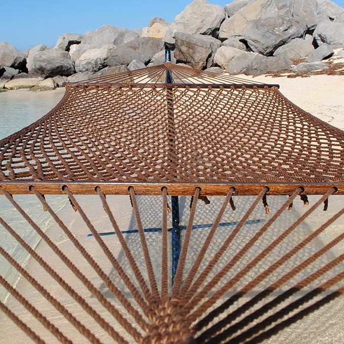Caribbean Rope Hammock - 55 Inch - Soft-Spun Polyester (Mocha)