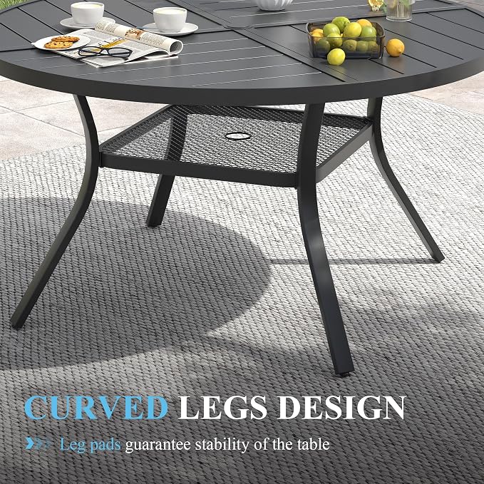 VICLLAX Patio Table and Chair Set of 4, All Weather Metal Round Outdoor Dining Furniture Set-40.6" Round Outdoor Table and Chairs, Black Tabletop