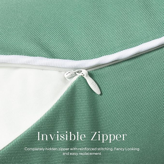Phantoscope Pack of 2 Outdoor Waterproof Throw Pillow Covers Decorative Square Cushion Case Patio Pillows for Couch Tent, Pine Green 12x20 inches