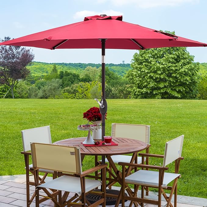 7.5ft Outdoor Umbrella Patio Umbrella,2-Year-Non-Fading,Table Market Patio Umbrella with Push Button Tilt and Crank,for Pool, Deck, Garden,Backyard
